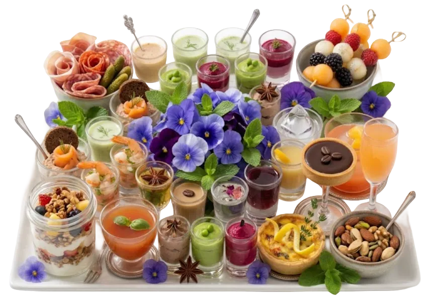 Hannah Knell und das Team von Feste für Gäste richten ein Buffet an